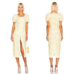 CULT GAIA Charlotte Linen Floral Midi Dress NWT, Size L